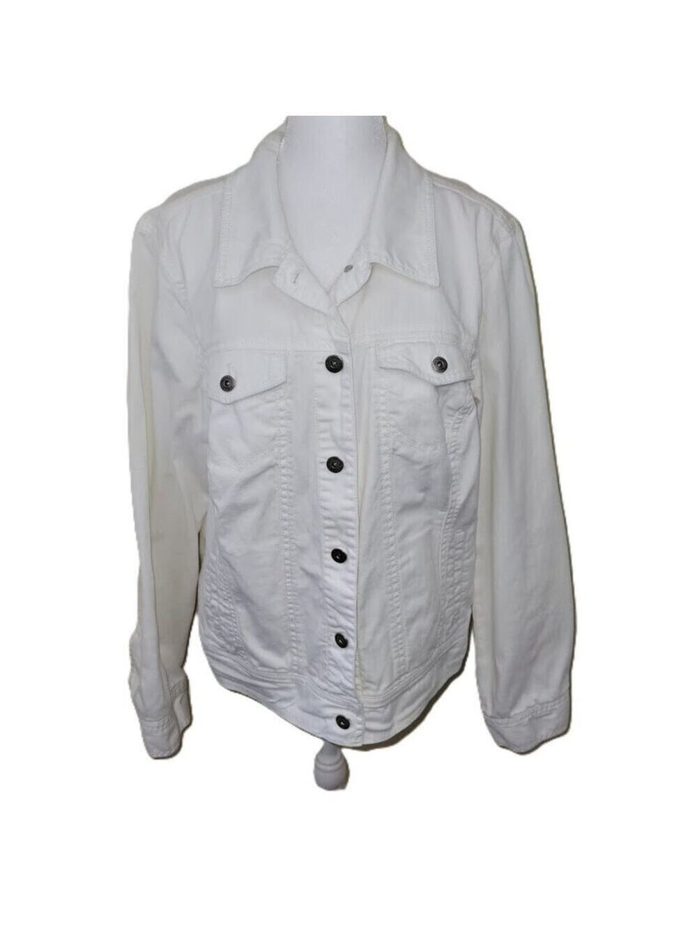 Great Northwest White Jean Jacket Mid Weight Cotton/Spandex Denim Women's SZ M
